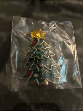 Festive Enamel Christmas Tree Earrings- Green with Gold Star